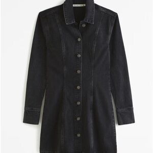Black Abercrombie & Fitch Denim Long Sleeved Mini Dress